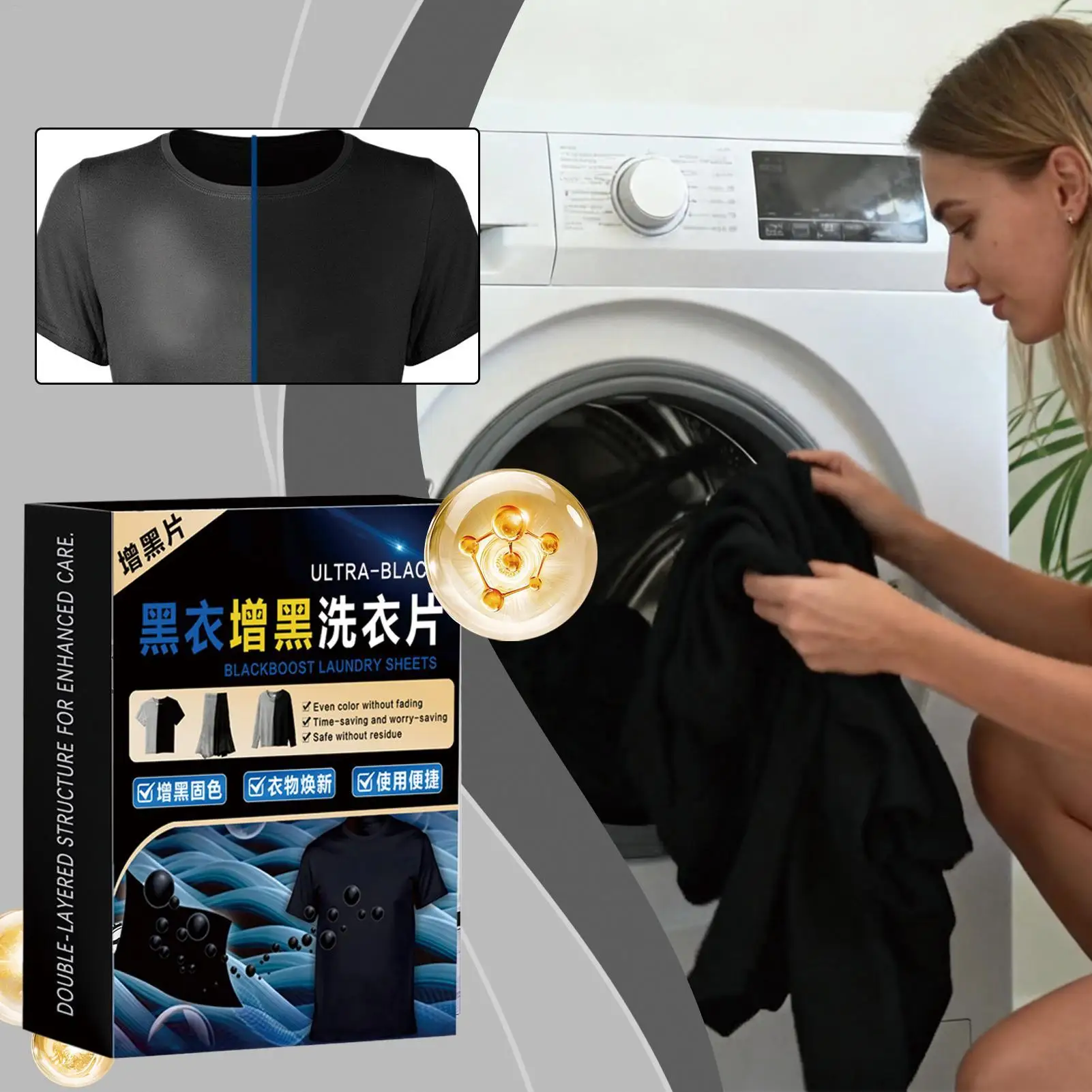 Clothing Brightening Sheets Laundry Black Color Enhancer Sheets For Dark & Black Fabrics Laundry Paper Prevents Fading