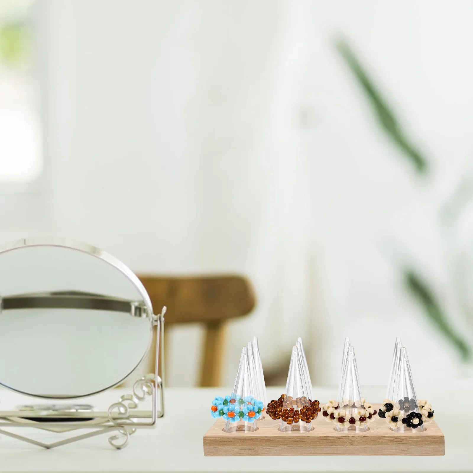 

1Set Jewelry Ring Display Stand 12-Cone Wooden Ring Holder Elegant Rings Organizer Rack Decoration