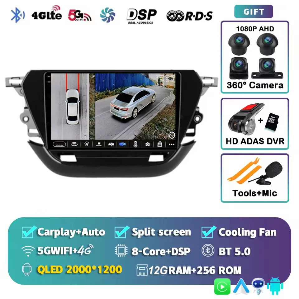 Android 16 autoradio voor Opel Corsa F 2019-2023 touchscreen, autoradio, videospeler, navigatie, GPS, multimedia, BT, Carplay