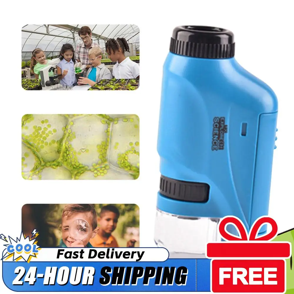 ハンドヘルドポケット顕微鏡 60-120X 電気顕微鏡 教育科学顕微鏡 電池式 観察学習用