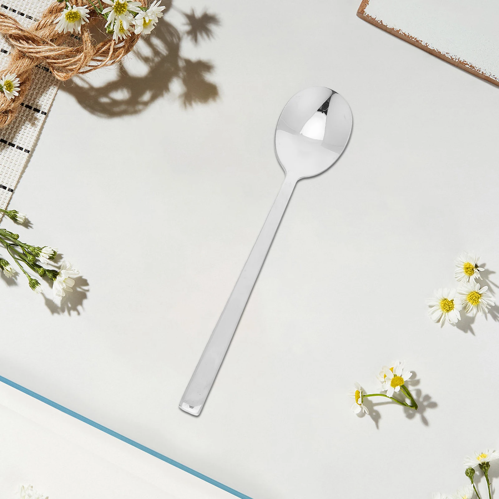 

5Pcs Stainless Steel Dessert Spoons Rustproof Mirror Finish Lightweight for Ice Cream Cake Afternoon Tea Elegant Tea Spoon Set