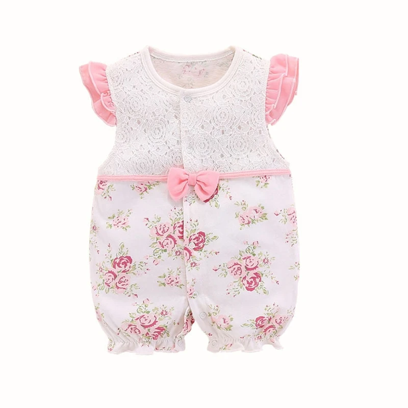 

Newborn Summer Baby Romper Girls Clothes 0-12 Month Sleeveless Bow Decor Kids Girl Jumpsuit