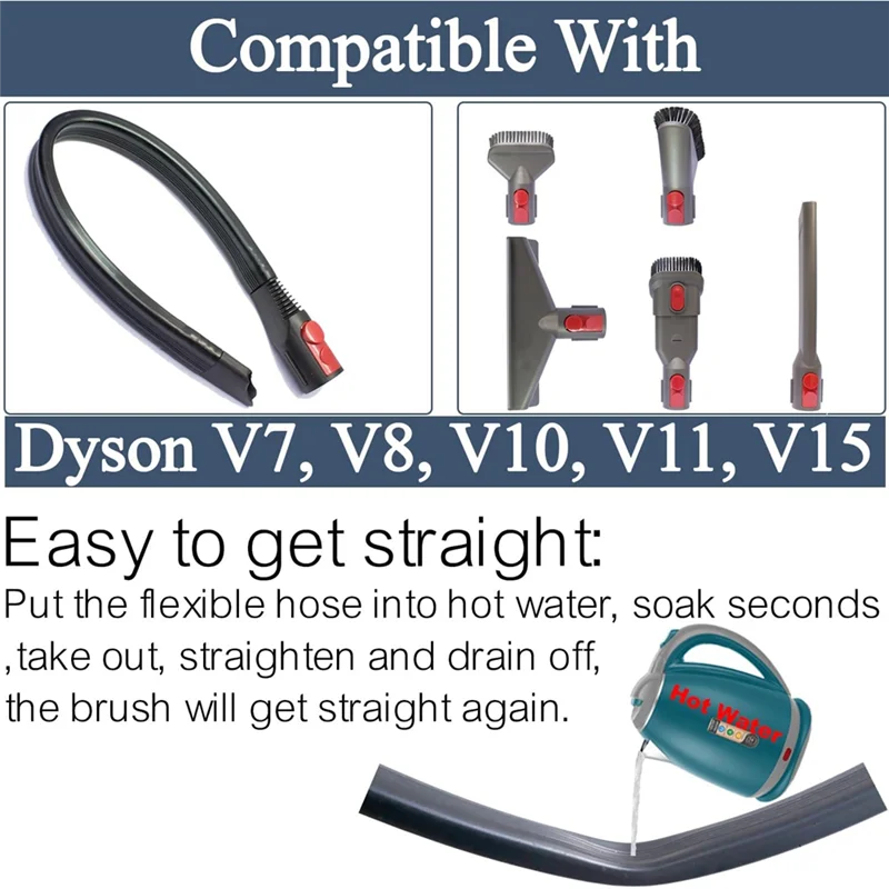 Flexible Crevice Tool and Vacuum Attachments for Dyson V7 V8 V10 V11 V15 Perfect for Dryer Vent, Household Cleaning Kit