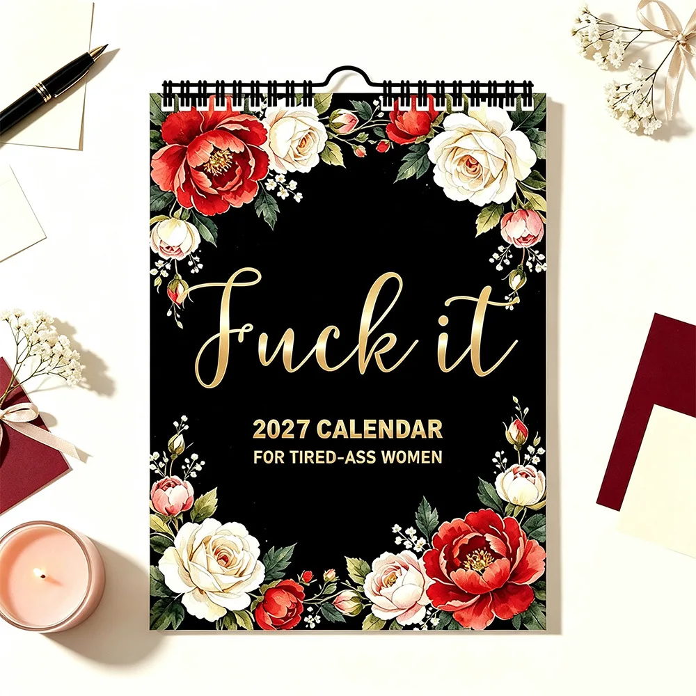 2027 Dog Theme Wall Calendar, 12 Month Funny Illustrated Hanging Calendar, 19 x 25 cm Large Print Monthly Date Chart for Home