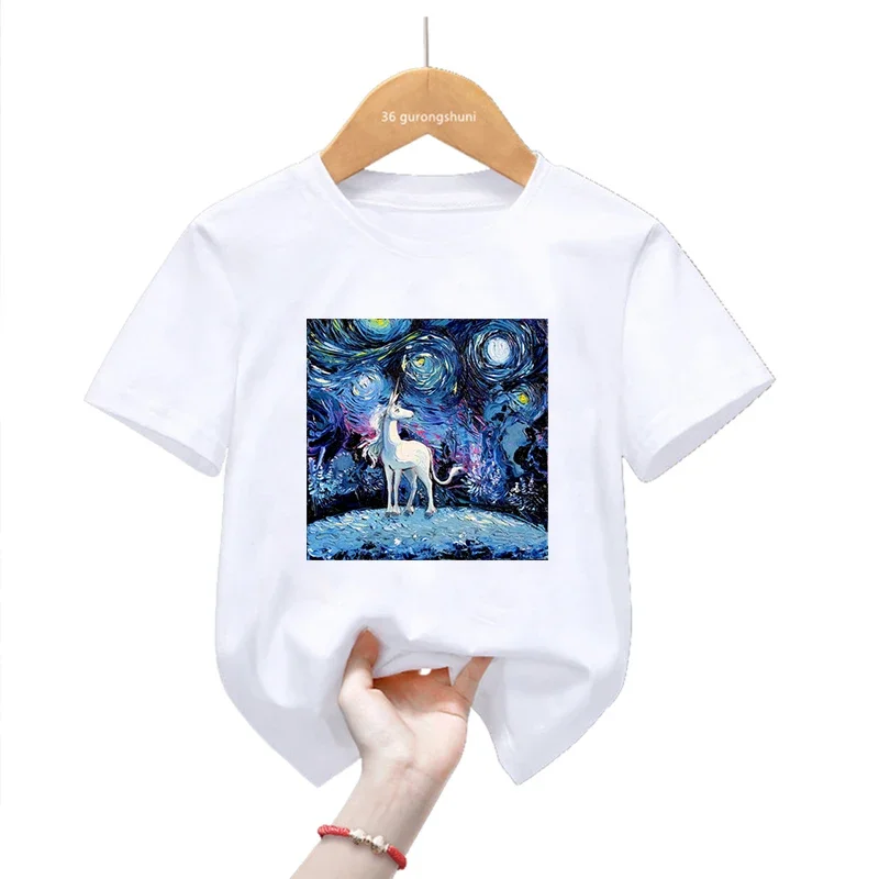 Kawaii Kids Clothes Starry Sky Pug Print T Shirt For Girls/Boys Bulldog/Beagle/Dachshund/Chihuahua/Dachshund Dog Lover Tshirt