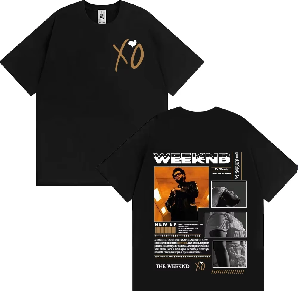 The Weeknd 100%cotton Men's Shirt Oversized After Hours Album Graphics Summer Women's Y2k Hip Hop O-neck Rock Streetwear Tshirt