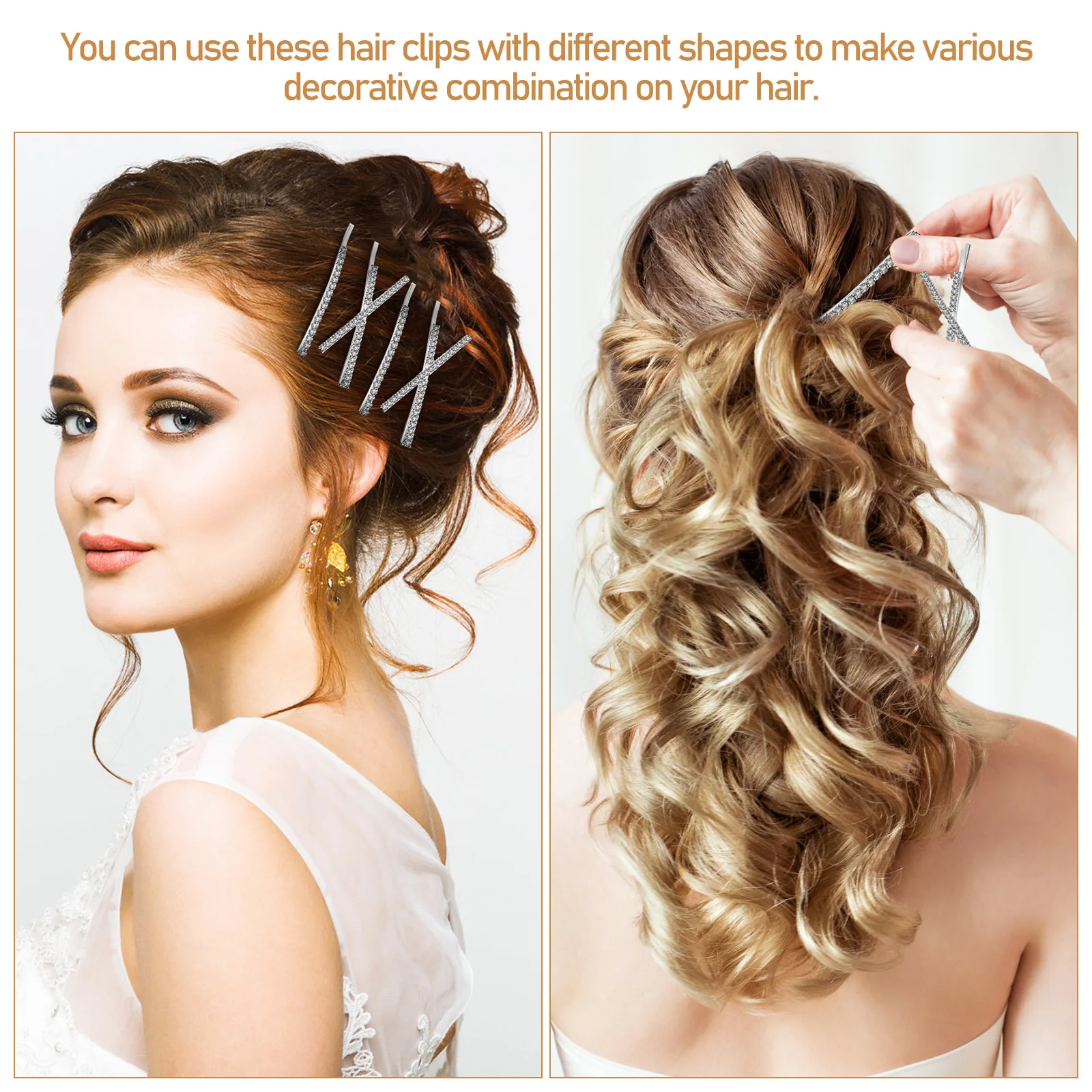 

12Pcs Crystal Rhinestone Hair Clips Shape Hairpins Decorative Bobby Pins Wedding Bridal Hair Accessories Sparkly Clips