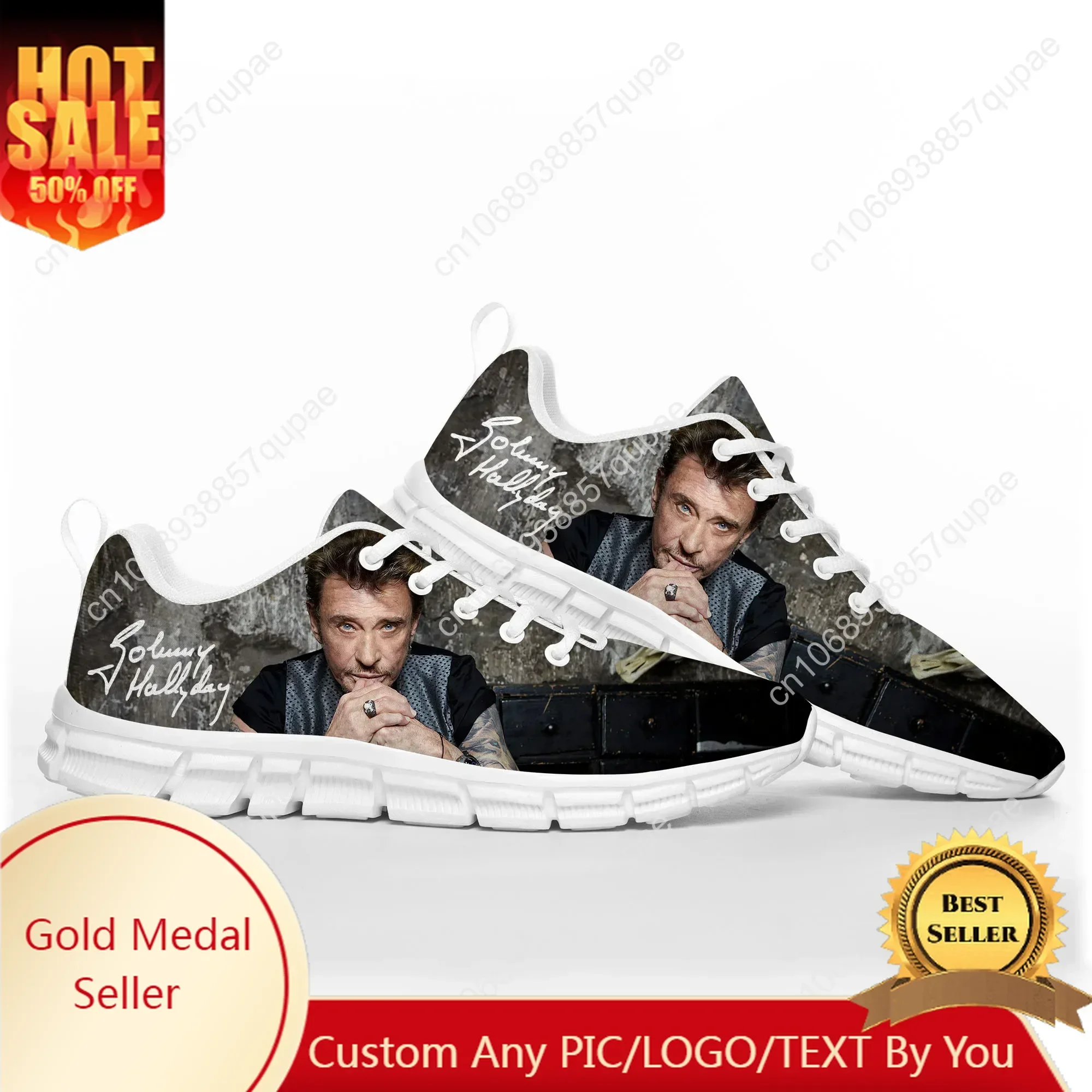 Johnny Hallyday Rock Singer Sports Shoes Mens Womens Teenager Sneakers 3D Print Pattern Custom Couple High Quality Shoes