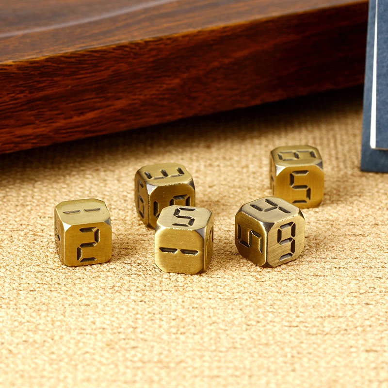 5PCS/1Set Metal Dice Golden/Bronze Colorful Numbers Funny Game Dice Six Sided Decider Board Game Acessorios 13mm