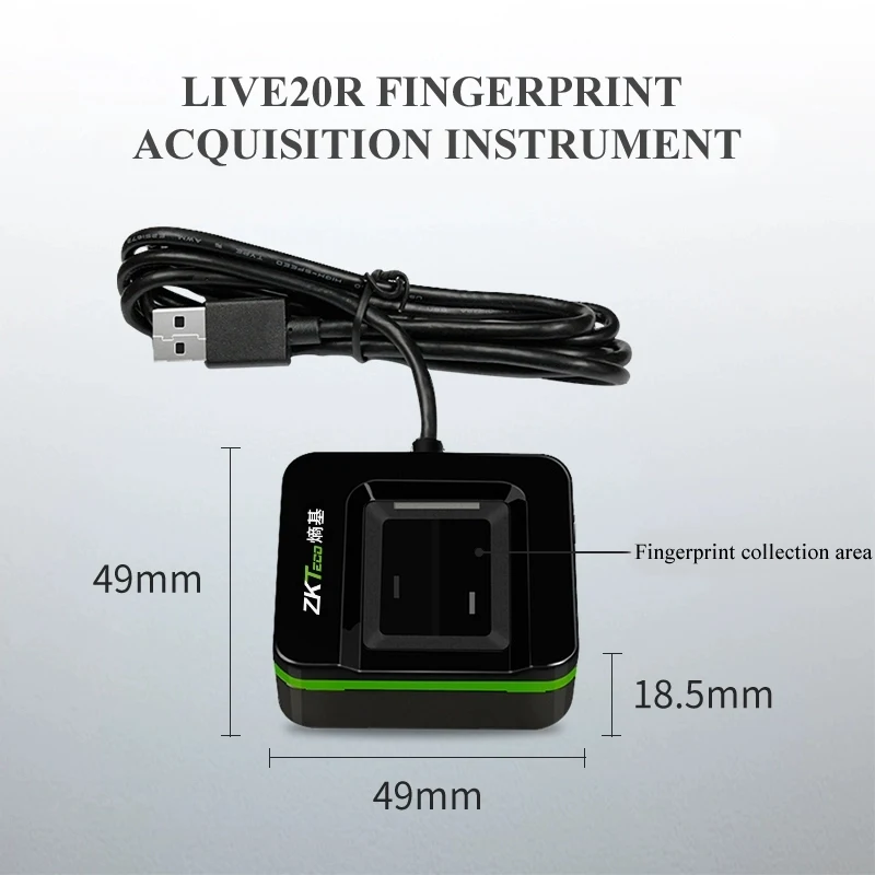 USB Biometric Fingerprint Scanner ZKTec Live20R Time Attendance & Door Access Control Capacitive Sensor
