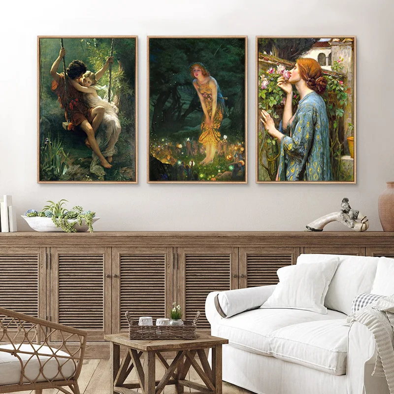 Pre-Raphaelite Woman Portrait Poster Lady Godiva Midsummer Eve Canvas Painting Vintage Wall Art HD Picture For Office Home Decor