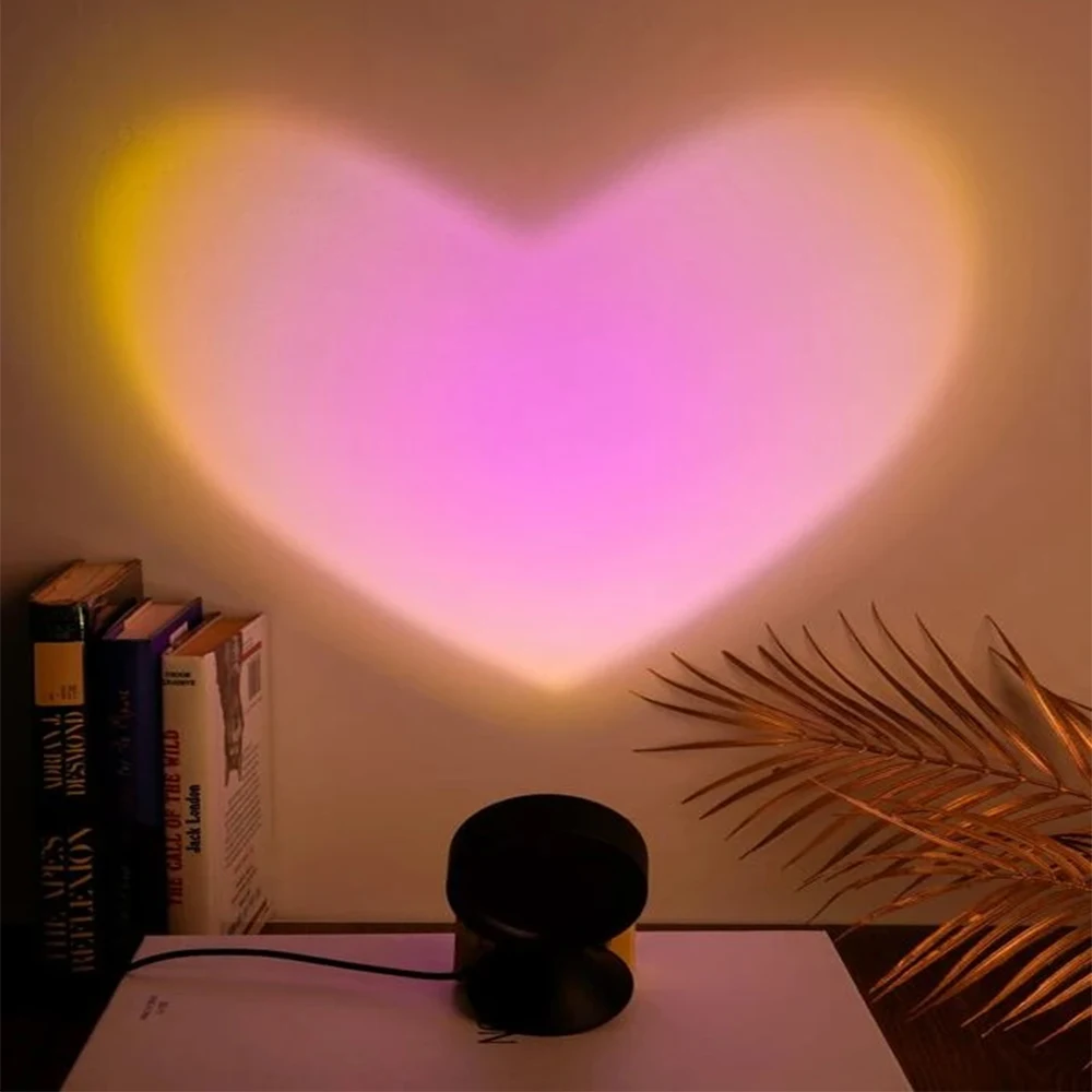 Sunset Light Love Projector Night Light Sunset Projection LED Desk Lamp Bedroom Atmosphere Rainbow Light Decorative Light