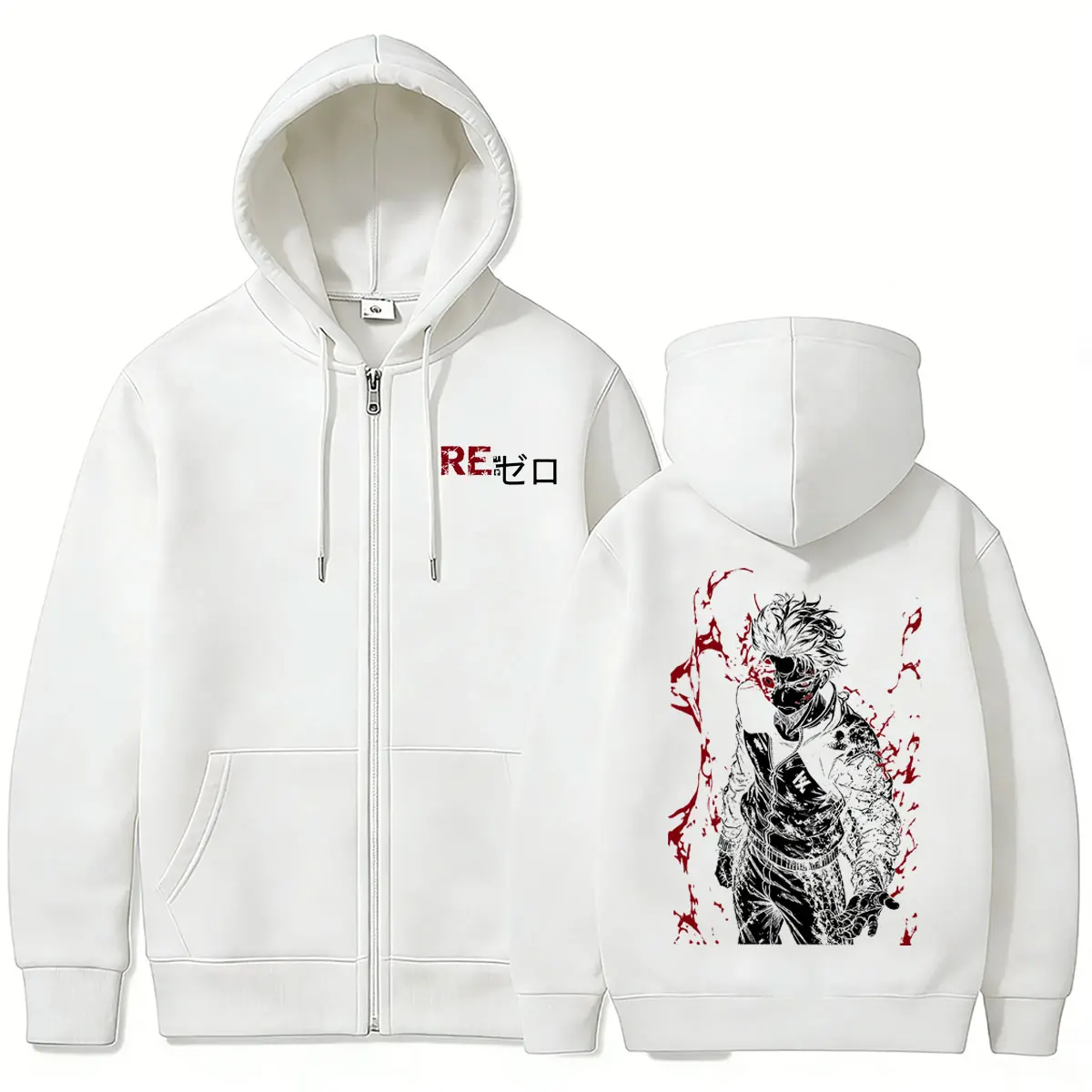 Anime Re:ZERO Starting Life in Another World Reißverschluss-Hoodie Subaru Natsuki Grafik-Kapuzenpullover mit Reißverschluss für Männer und Frauen, Vintage-Freizeitjacke – Detail 7