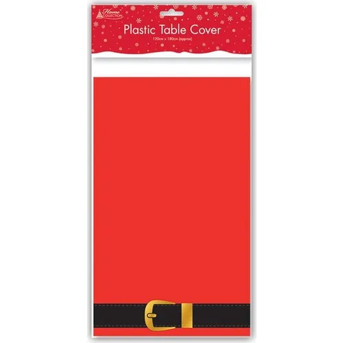 Use At Market Christmas Santa Claus Belt Pattern Plastic Table Cloth 120x180cm 1 Pcs