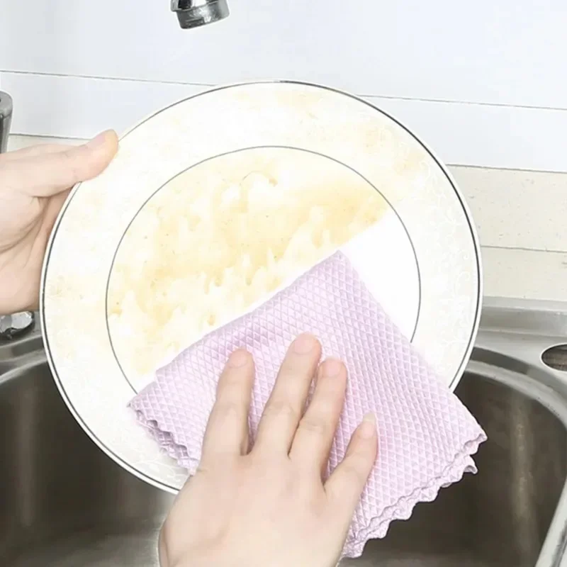 No Trace Cleaning Towel Fish Scale Polishing Rag Polyester Cleaning Cloth for Car Glass Bathroom Mirror Reusable Cleaning Tools