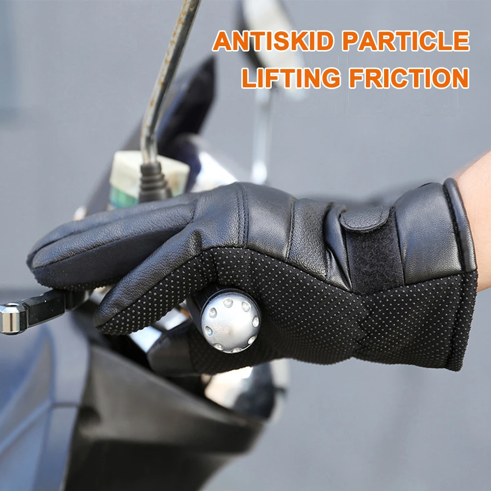 Leather Winter Gloves Heated Waterproof Outdoor Warm Hand Heating Gloves Touchscreen Hand Warmer for Hiking Skiing Fishing - view 3