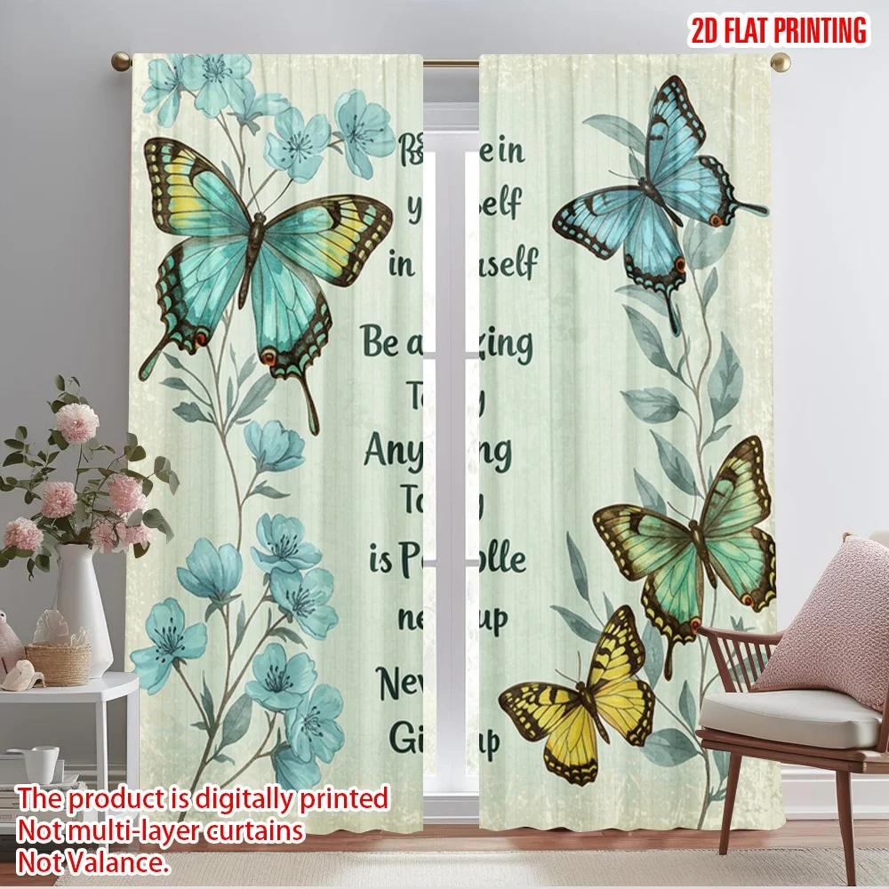 

2pcs 2D flat printing Curtain Believe amazing today possible Fabric Without Electricity All Season Party & Holiday Decor Perfect