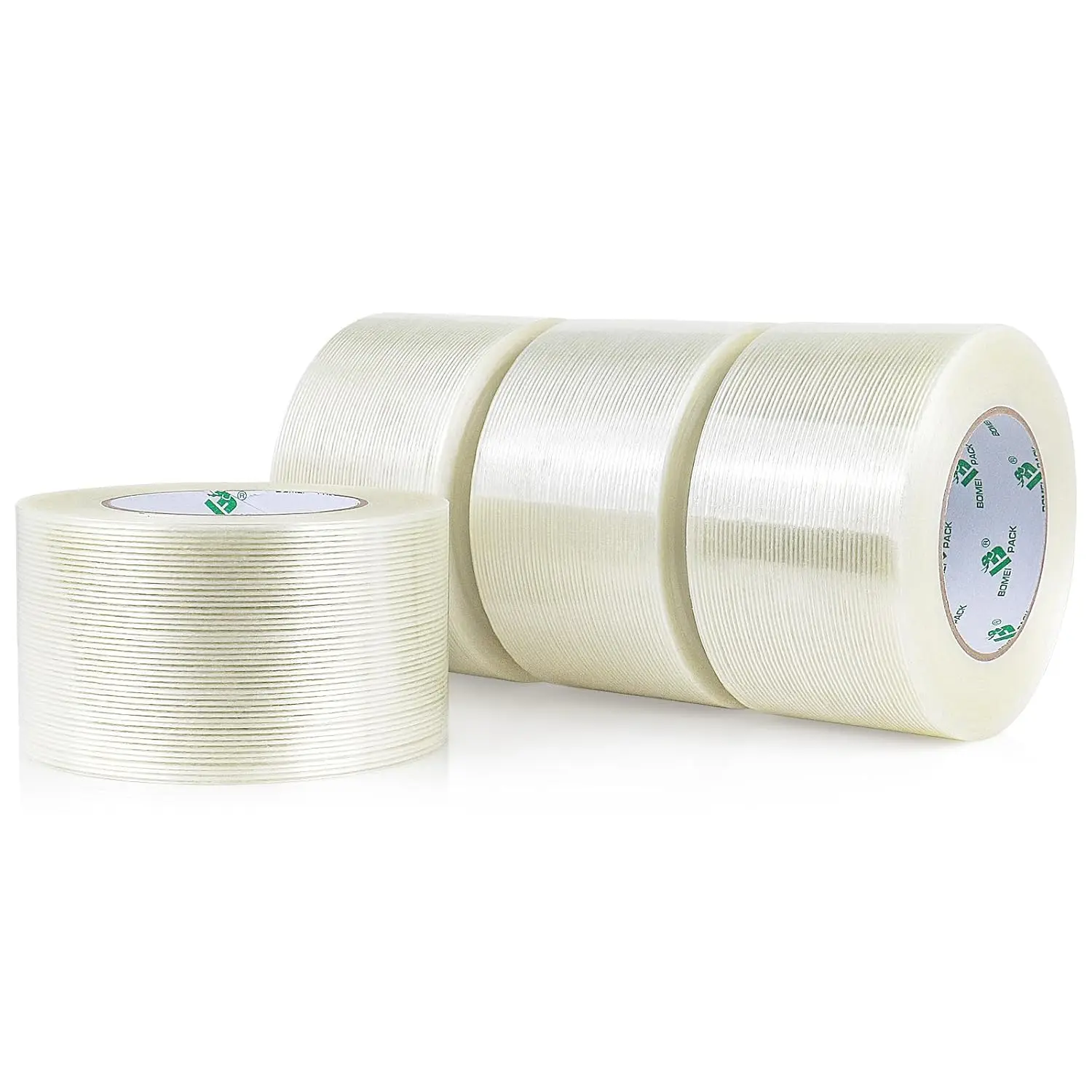 

Fiber Reinforced Packing Tape 3 Inch, Heavy Duty Wide Strapping Tape, 4Rolls x 5.9Mil x 60Yds, Total 240Yds