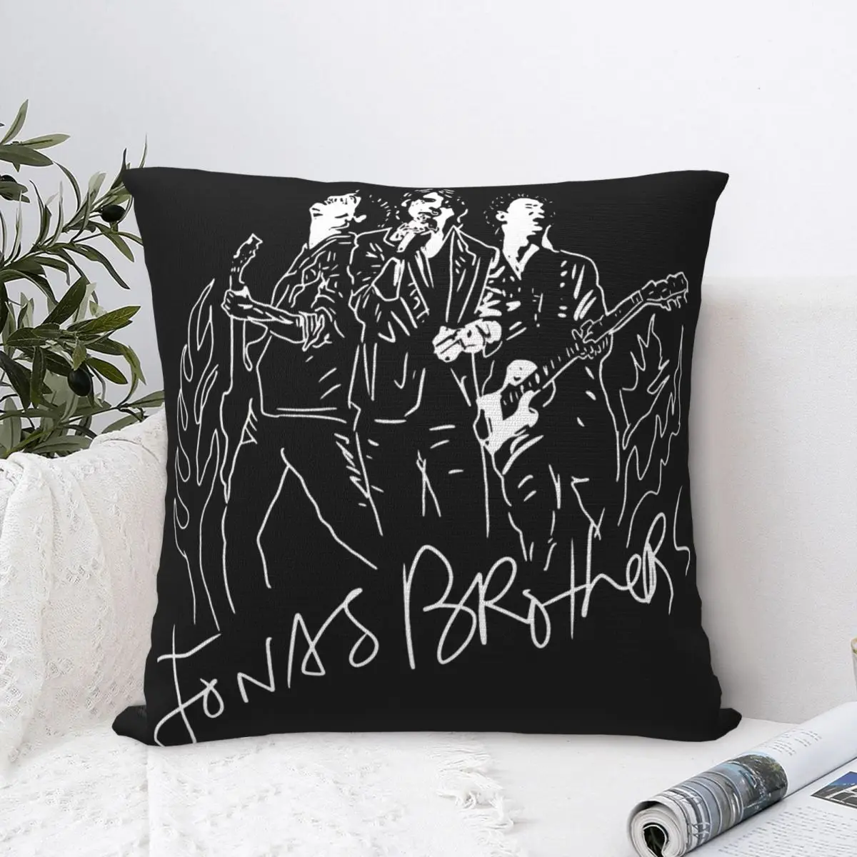 Jonas Brothers Band Square Pillow Case Cushion Covers Fashion Zipper Decorative Pillowcase for Living Room 45*45cm
