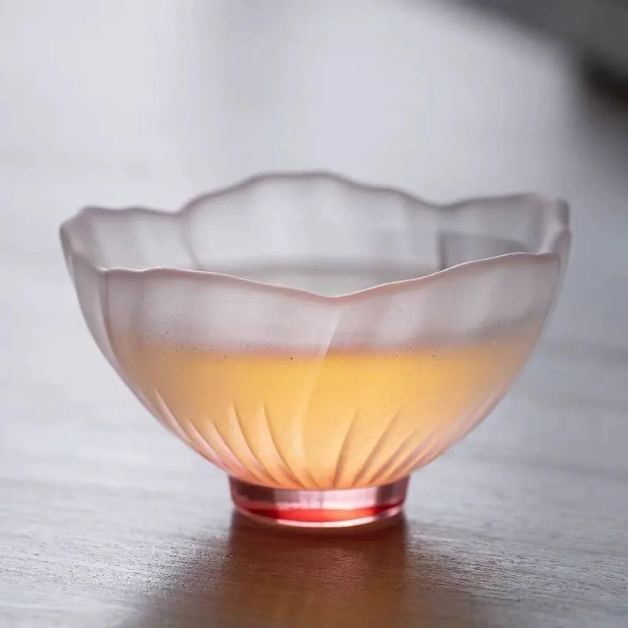 1pc 45ml Pink Cherry Blossom Glass Tea Cups Frosted Insulated Exquisite Kung Fu Teaware Drinkware Gifts Fragrance Smelling Cup