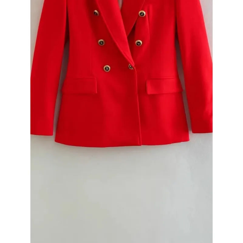 Foreign Trade Wholesale European Style Women's Wear French Casual Double Flaperon Slim Suit Jacket Fashion Personality All Match