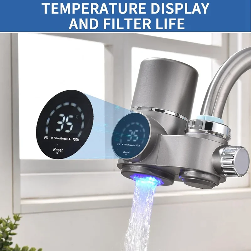 

Faucet Water Filter for Sink-LED Display Purifier for Faucet,Faucet Mount Tap Filtration System for Kitchen