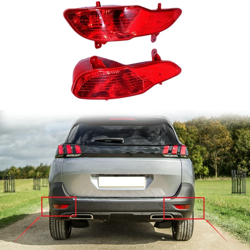 

Car Left Right Rear Bumper Fog Light Parking Warning Reflector Taillights With Bulb For Peugeot 5008 MK2 2016+