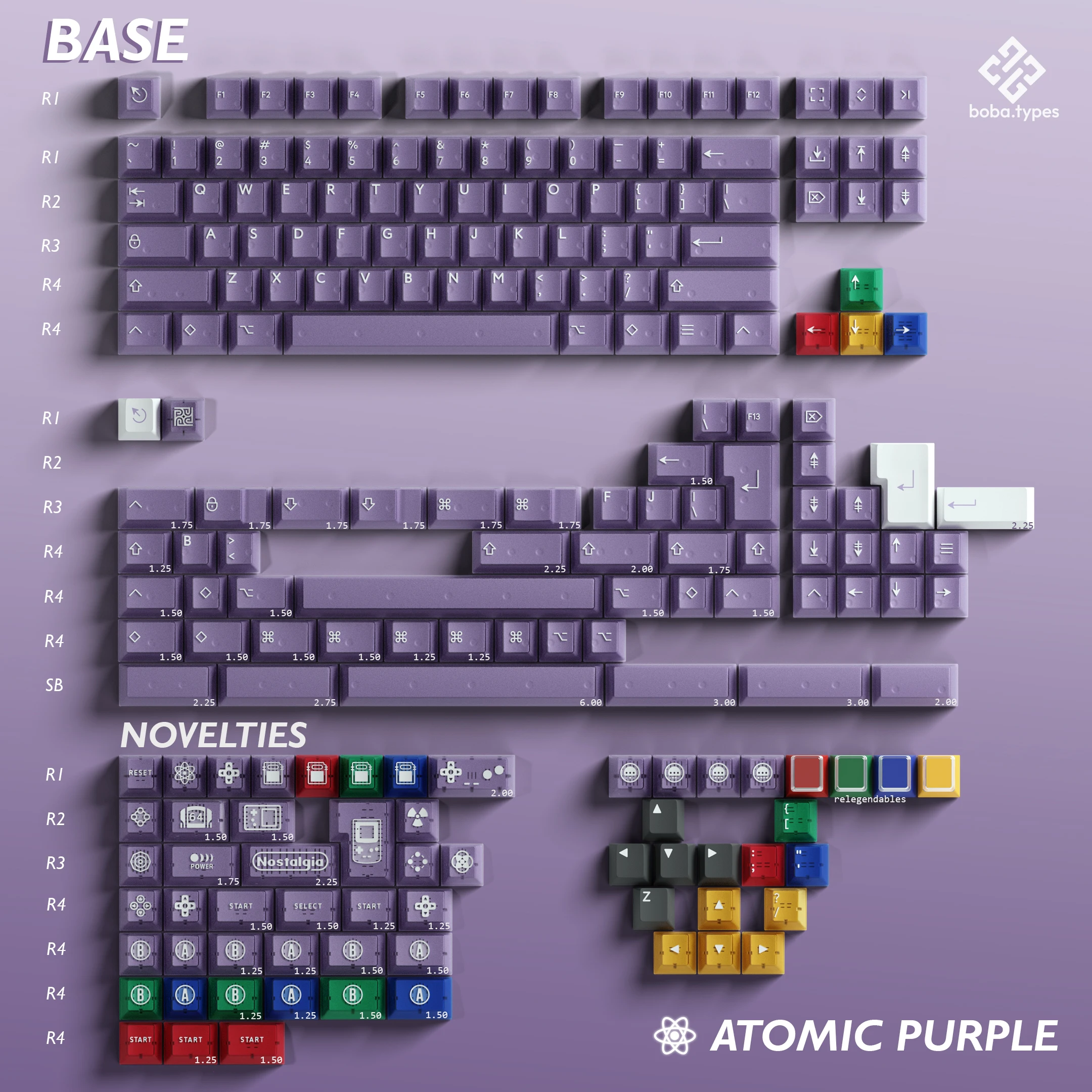 【カスタムキュー バットのみ】Ebony × Purple Heart ベースキット/デスクマット] PBTfans Atomic Purple R2 ABS ダブル