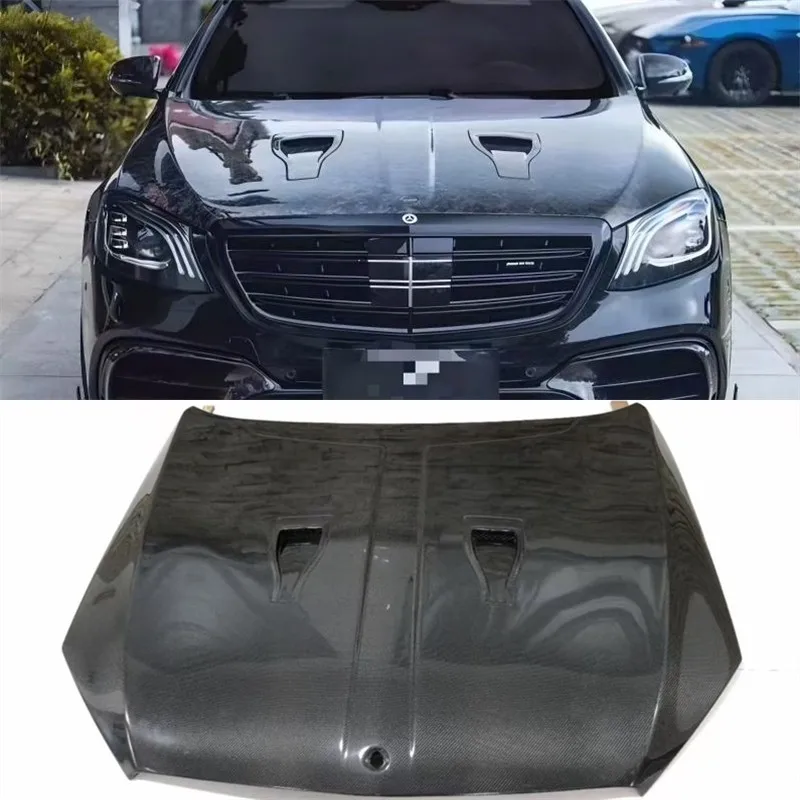 

For Mercedes Benz S Class W222 2014 2015 2016 2017 2018 2019 2020 2021 ReaI Carbon Fiber Engine Hood Cover Kit