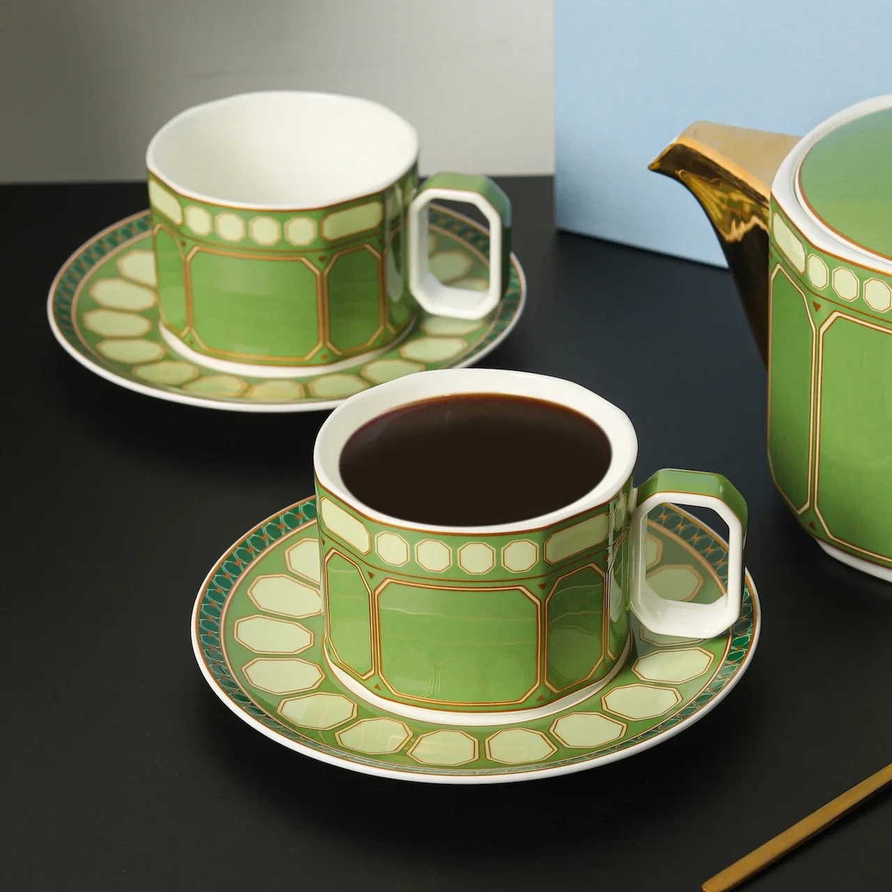 4pcs a set bone porcelain ocffee tea pot cup with saucer