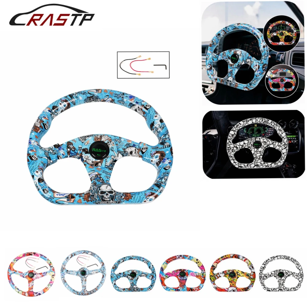 RASTP-Universal 13/14 inch Acrylic Graffiti Car Steering Wheel Personality Trend Steering Wheel  RS-STW039