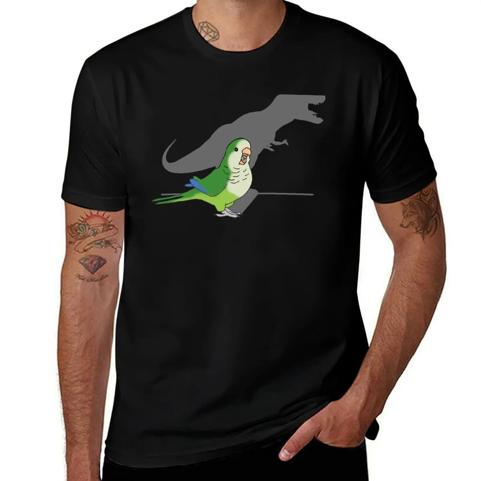 T-rex green monk parakeet T-Shirt Quick Dry Training Short Sleeve Tee T-Shirt