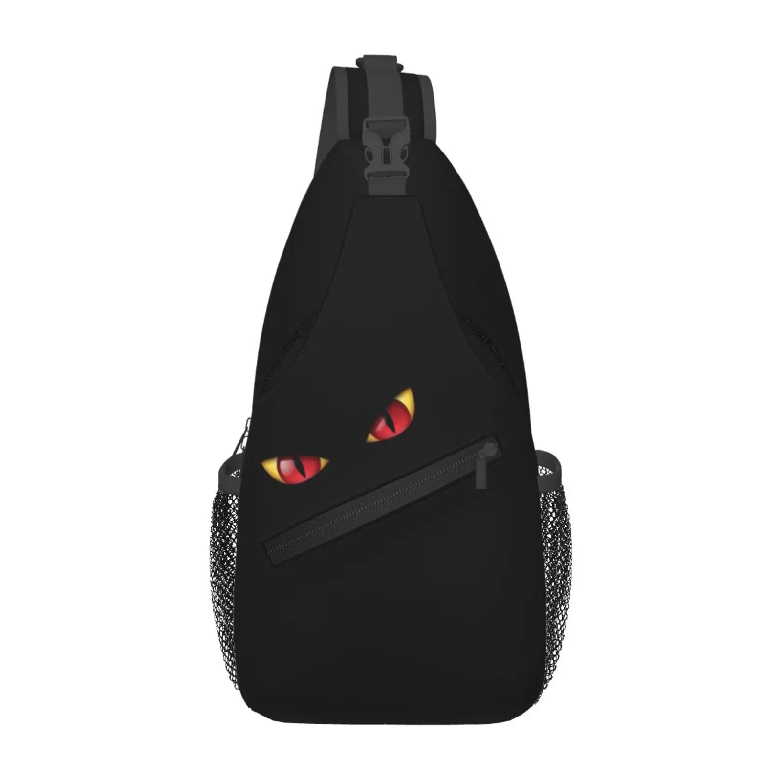 Devil Eye Pattern Print Sling Bag Casual Crossbody Backpack Travel Hiking Daypack Lightweight Chest Purse Fashion Shoulder Bags