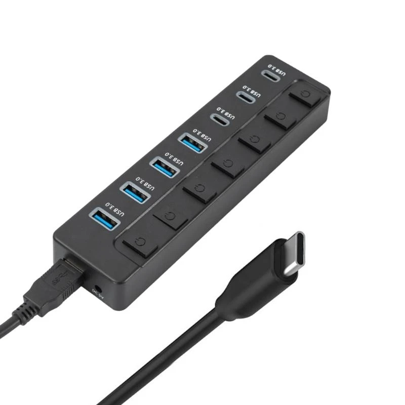 USB-концентратор 3.0 Hub USB 3.0 Type C OTG Multi USB-сплиттер Адаптер питания 7-портовый несколько расширителей с переключателем для аксессуаров для ПК