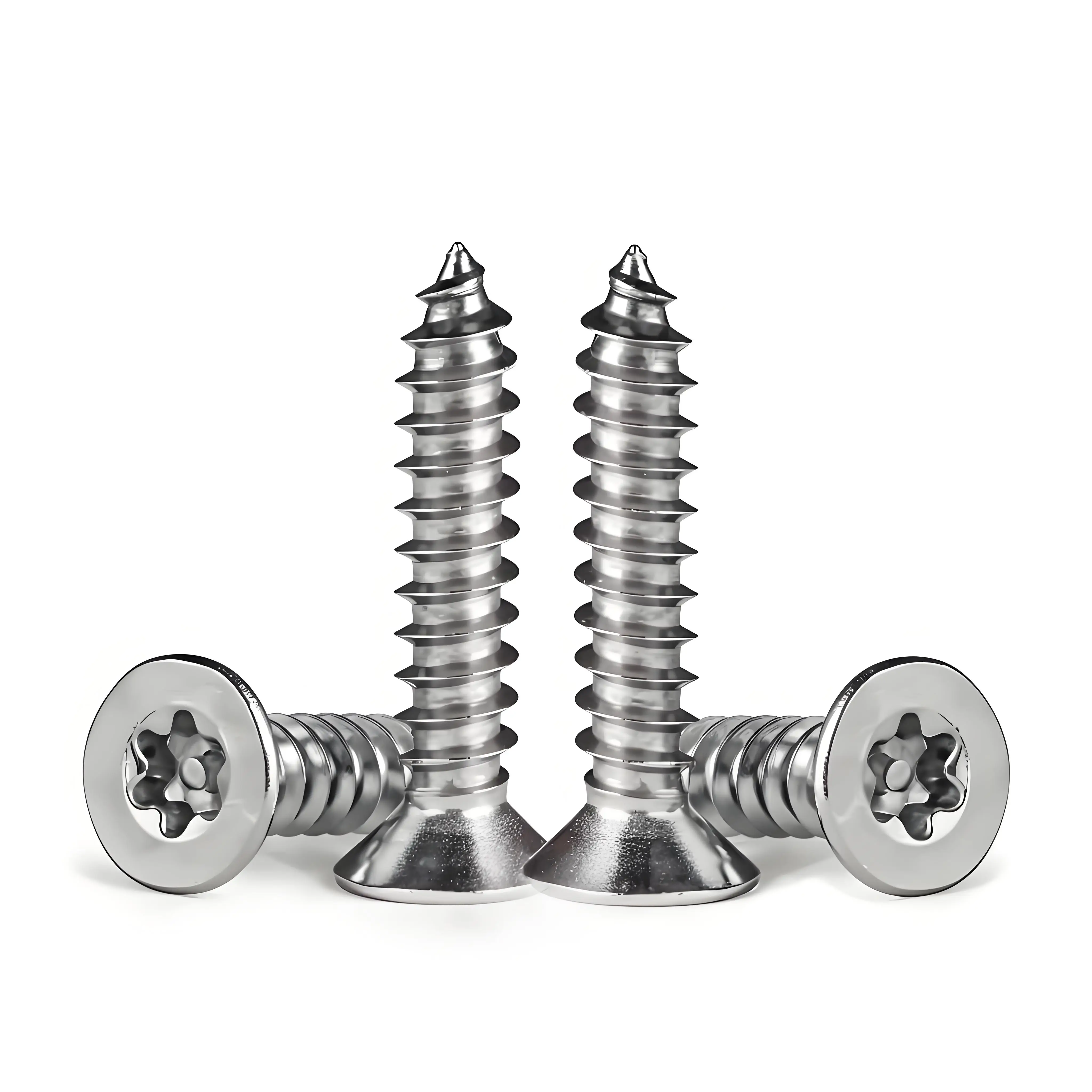 

304 Stainless Steel Six Lobe Torx Security Flat Countersunk Head with Pin Self-tapping Wood Screws M2.9 M3.5 M3.9 M4.2 M4.8