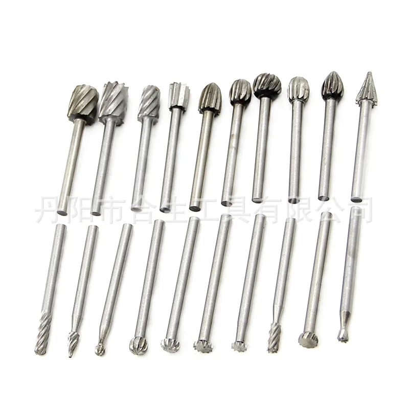 20 unids/set 3mm molienda eléctrica HSS carpintería pequeña lima rotativa tallado DIY pulido cabezal de molienda juego de cortadores de fresado Accesorios