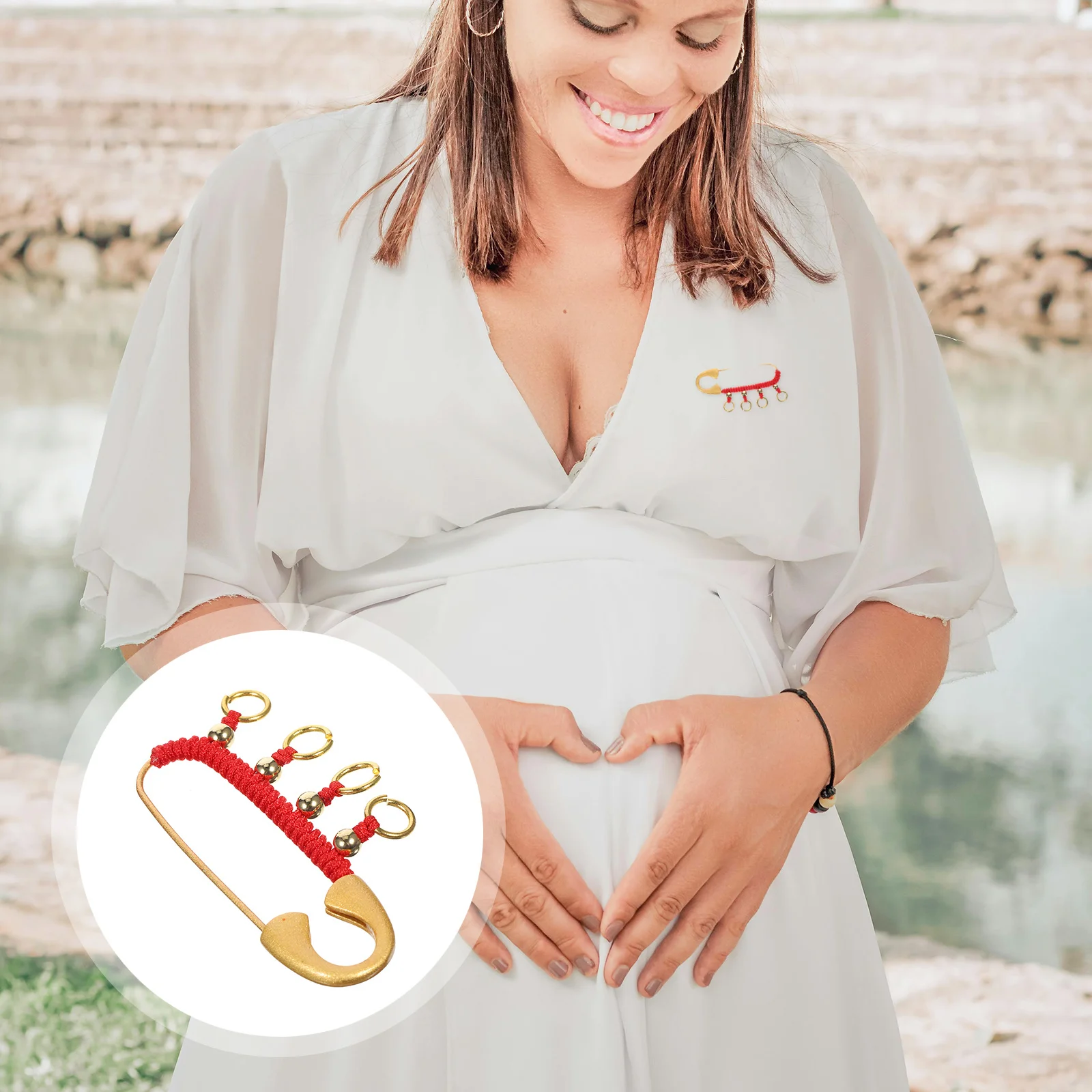 بروش دبوس أمان نحاسي على الطراز الصيني لديكور الملابس، هدية تقليدية مع غلاف حبل أحمر، متين #1