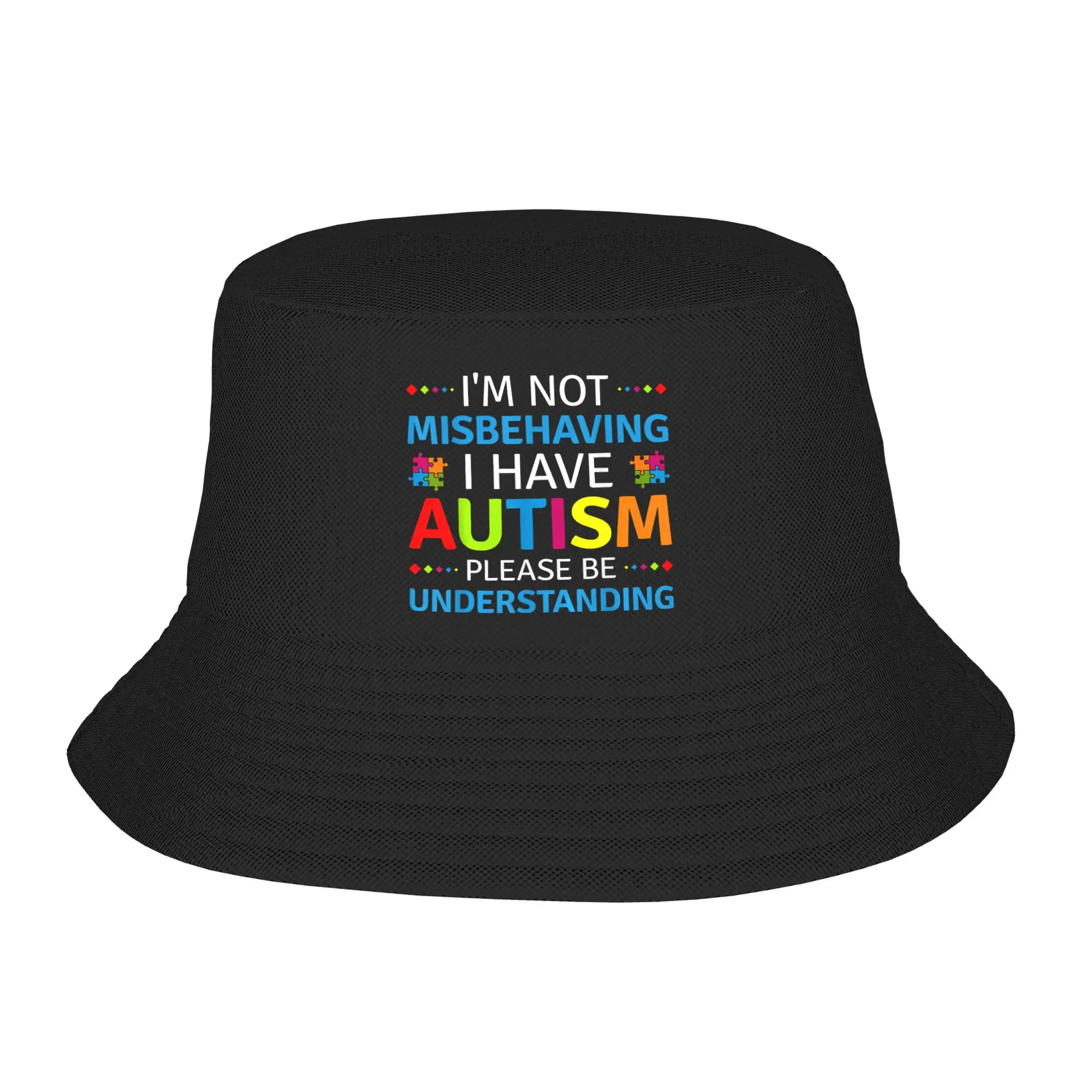 Unisex Autism Awareness I'm Not Misbehaving I Have Autism Bucket Hat  Personality Fisherman Hats Summer Retro Travel Hiking Caps