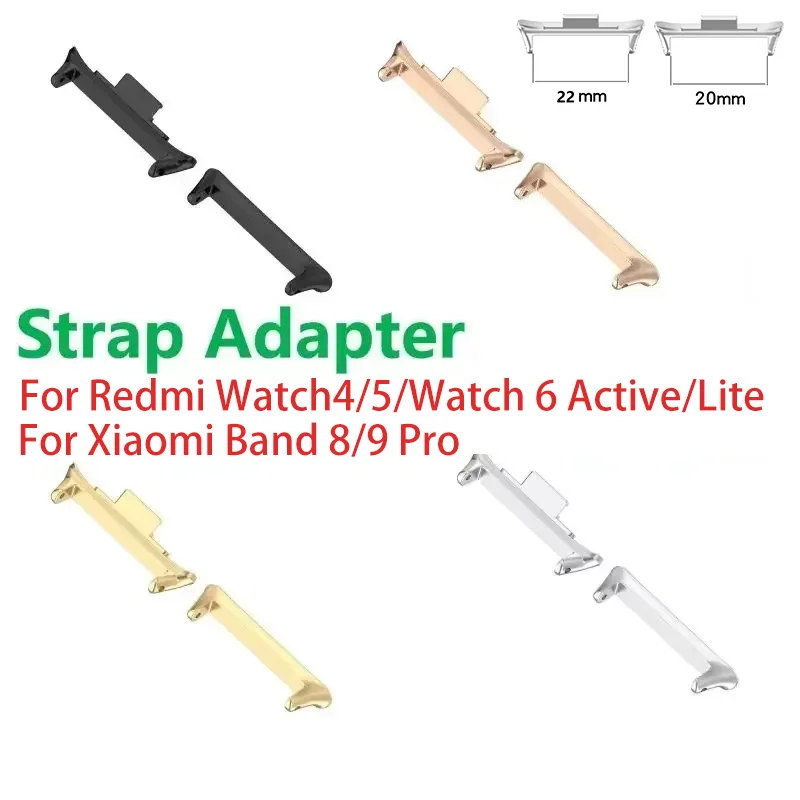 1pair Adapter For Redmi Watch 4 5 Watchband Connector For Redmi Watch 6 Active/lite Mi Band 8 9 Pro Stainless Steel Accessories