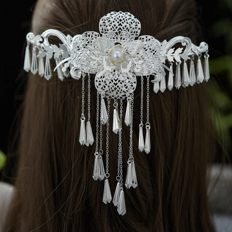 Miao Nationality Jewelry Set Sparkling Banquet Hair Accessories Headdress for Party Outfit Cloth Matching image 3