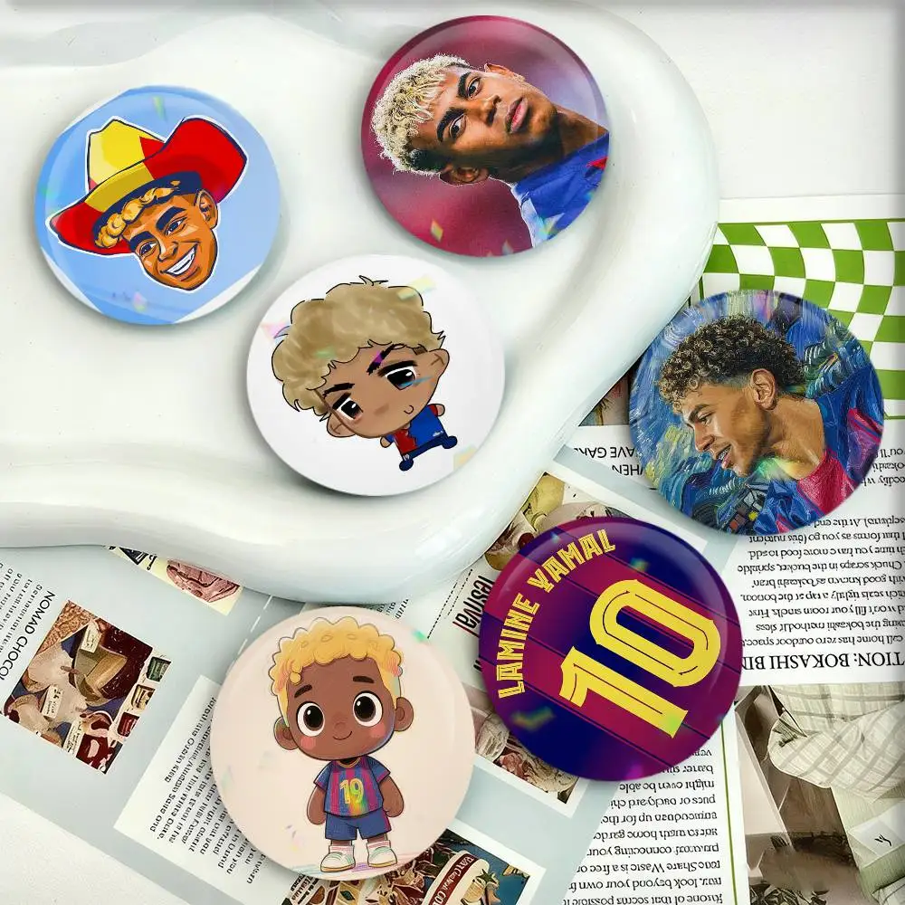 Football L-Lamine Y-Yamal Badges 25 32 44 58 75 mm Round Fans Collect Friends Gifts Brooch Souvenir