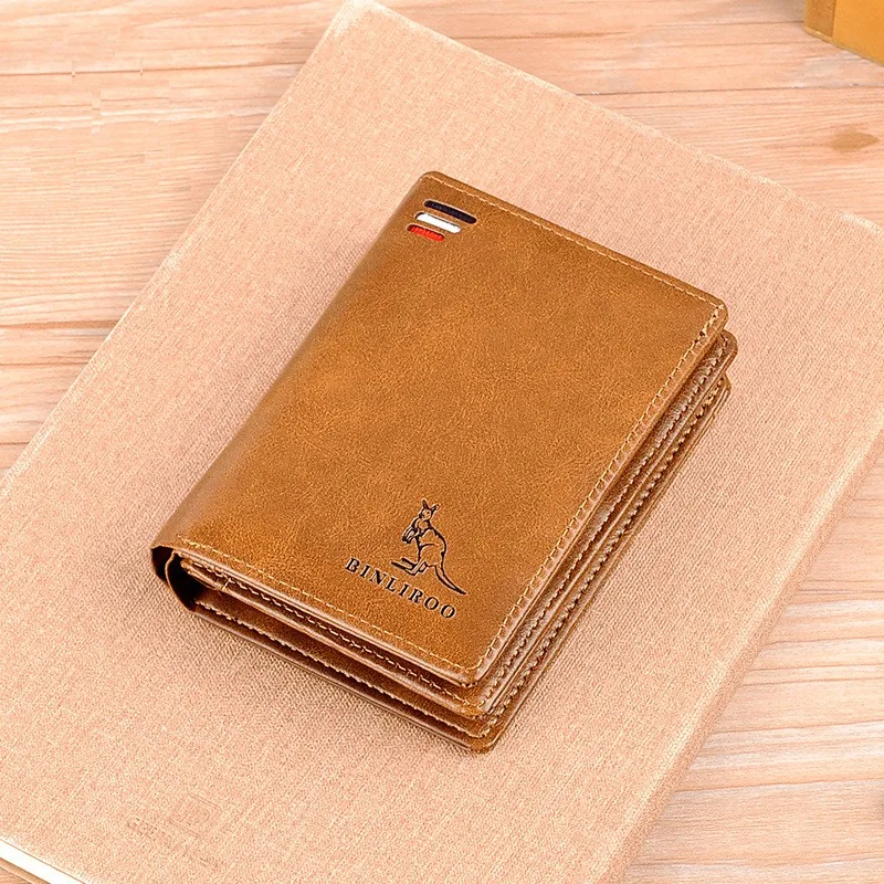 Retro Short PU Wallet for Men Multi-Card Holder Billfold Large Capacity Moneybag Versatile Brown/Black