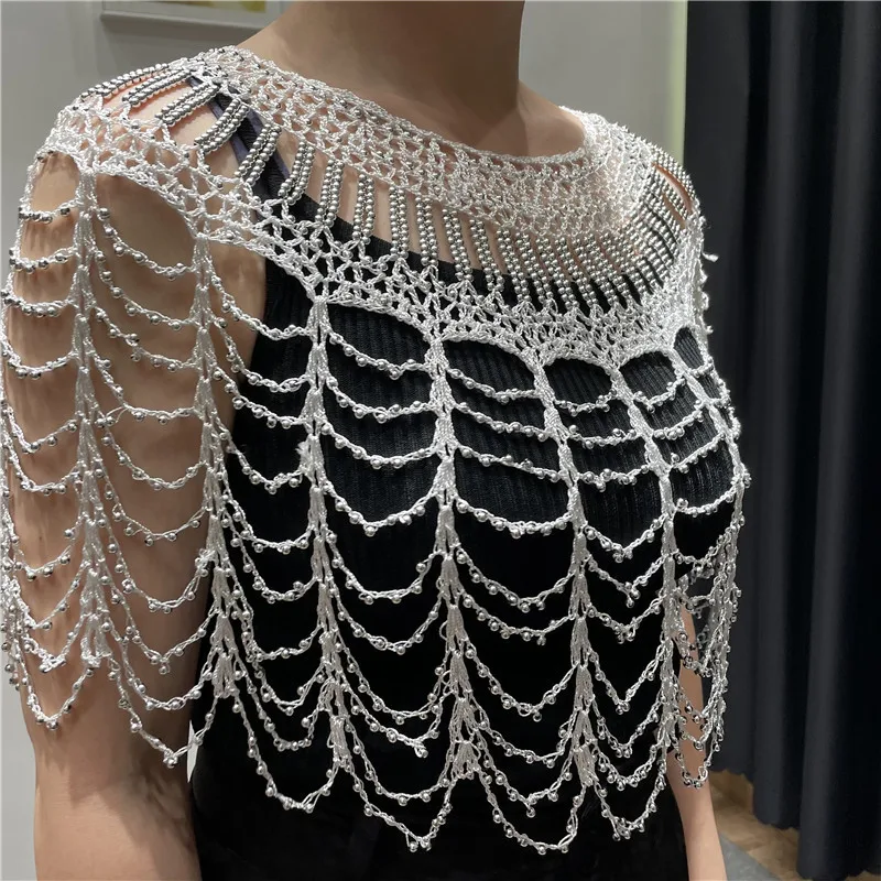 1920s Shawl Gatsby Beaded Evening Cape Bridal Shawl Bolero Flapper Cover Up Elegant Wraps Shawl Scarf for Evening Dresses Party