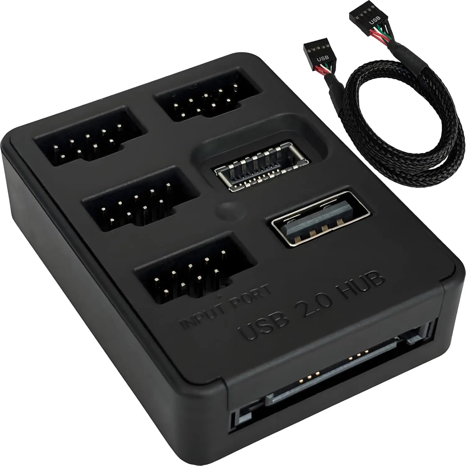 JavicTech  Multi Port Internal USB Hub - 5 Internal USB 2.0 Ports - Motherboard USB Splitter 9Pin USB 2.0 Header Splitter