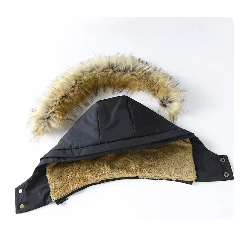 Men's Cotton Jacket Winter Thick Fleece Lining and Hooded Windproof and Warm Parka Coat Retro Waterproof Middle-aged Men's Coat