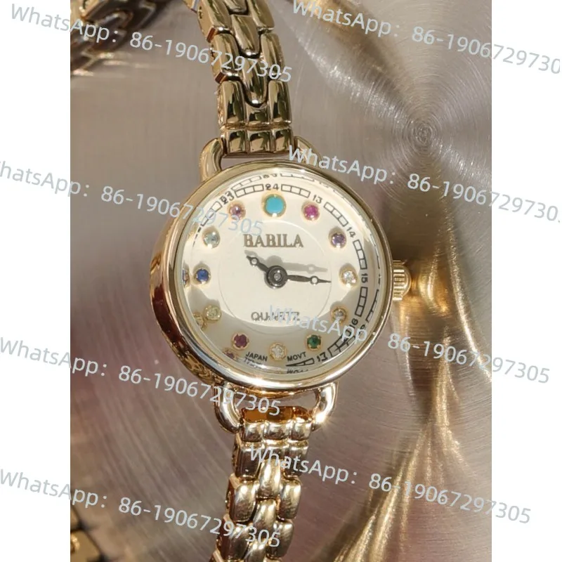 

Легкие роскошные цепочки, маленькие круглые импортные кварцевые золотые часы с бриллиантами, студентка