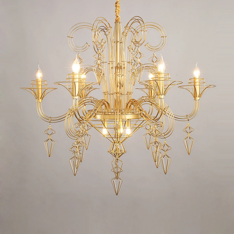 E14 Led Baroque Black White Iron Designer Hanging Lamps Lustre Chandelier Lighting Suspension Luminaire Lampen For Foyer