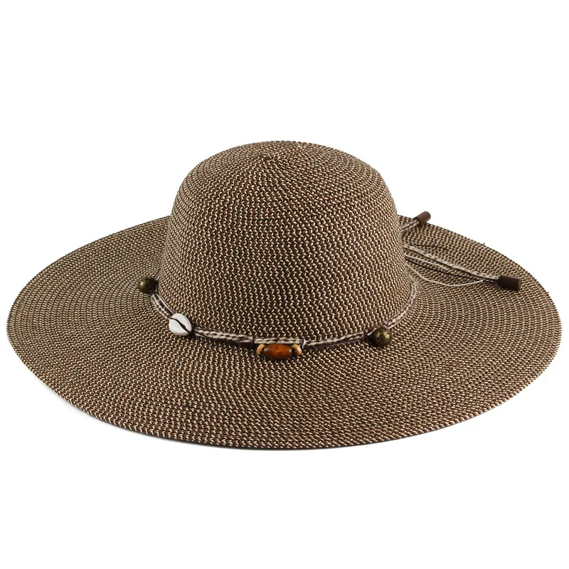 

Ladies Summer Seaside Resort Beach Outdoor Big Rim UV Protection Dome Straw Hat