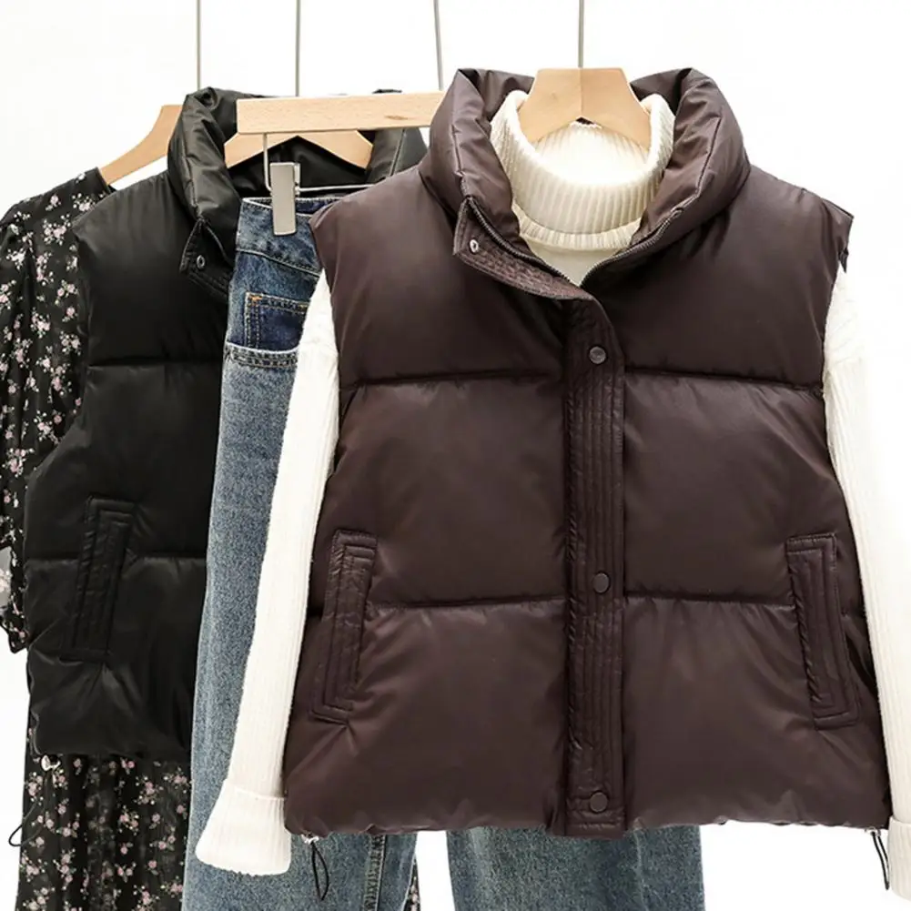 Women Waistcoat Women's Winter Vest Coat with Stand-up Collar Zipper Closure Heat Retention Thickened Padded for Outdoor