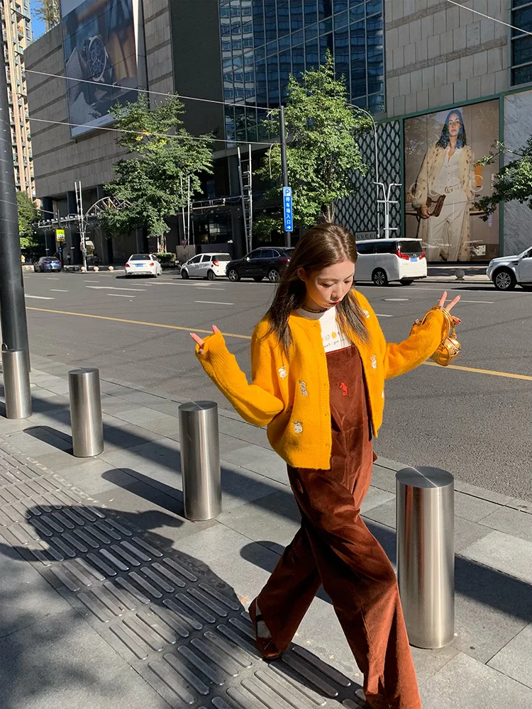 

Chic Velvet Overalls Women's 2023 Autumn Winter New Sle Versatile Embroidered Wide Leg Pants ort Size Onesie